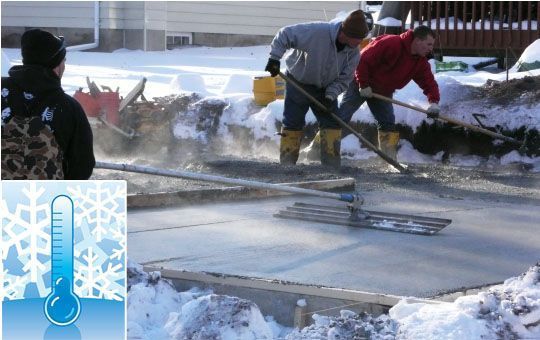 Как работать с бетоном при низких температурах?